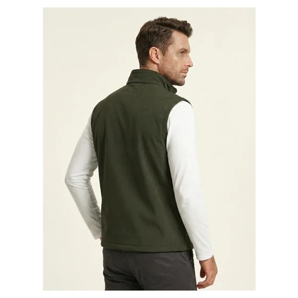 Genius Store Erkek Yelek Softshell Su Geçirmez Tam Fermuarlı Cepli Normal Kalıp Spor Yelek - Haki - Görsel 3