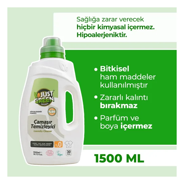 Just Green Organic Çamaşır Temizleyici 30 Yıkama 1.5 lt - Görsel 10