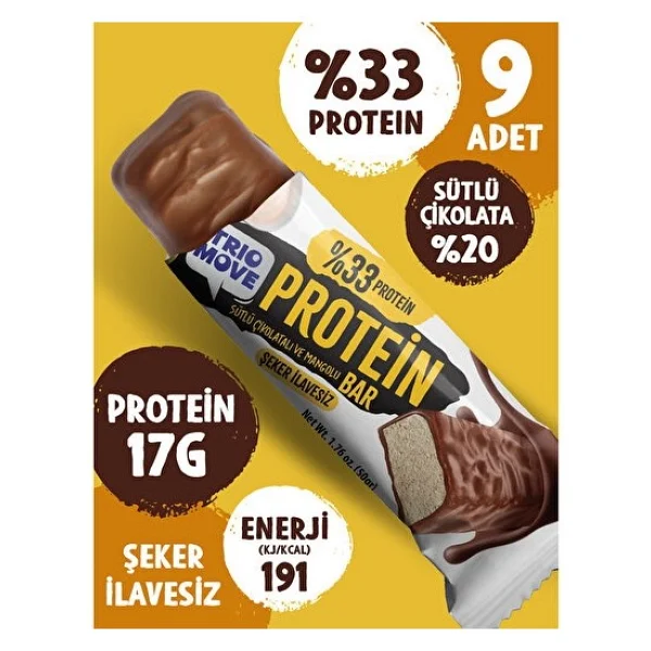 Trio Move Çikolata Kaplamalı Protein Bar - Kurabiyeli Ve Sütlü Çikolatalı 50 G X 9 Adet Protein Bar - Görsel 4