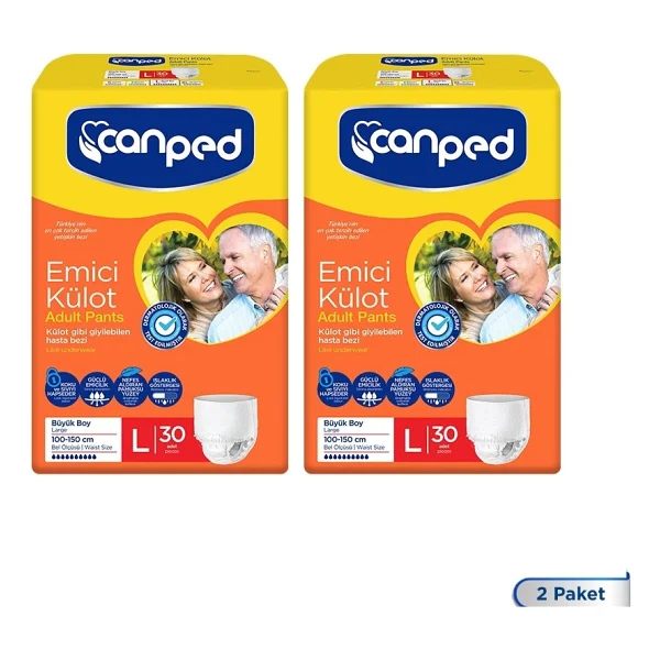 Canped Emici Külot Ekstra Büyük Boy XL 30'lu 2 Adet Hasta Bezi - Görsel 6