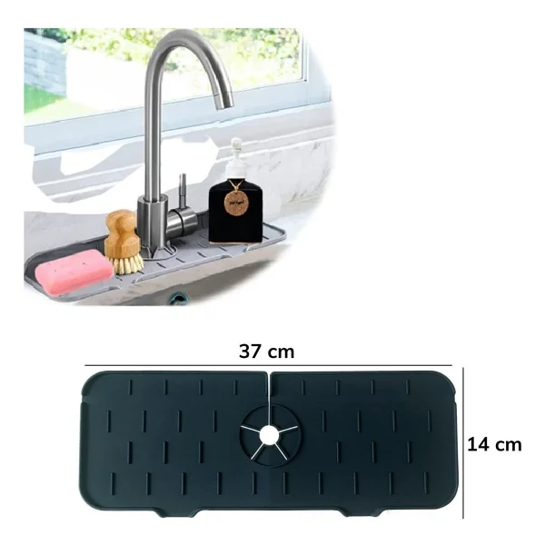 Roichil Lavabo İçin Silikon Esnek Mat Musluk Sapı Damlama Tutucu Raf Mutfak Tezgahı Sıçrama Koruma - Görsel 4