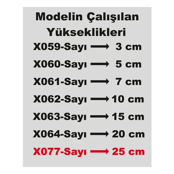 Mood Stencil Rakam Boyama Şablonu X077-SAYI Rakam Yüksekliği 25 cm - Görsel 4