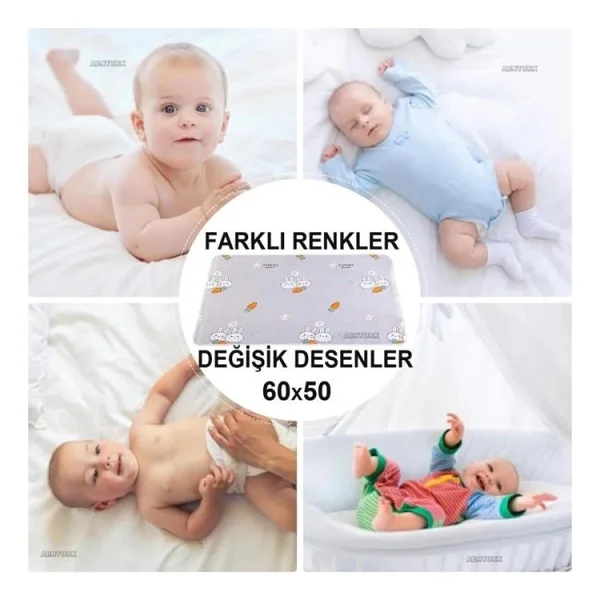 5 Adet Bebek Bezi Değiştirme Şiltesi Su Geçirmez Çift Katlı Yıkanan Tekrar Kullanılan Yatak Örtüsü - Görsel 6
