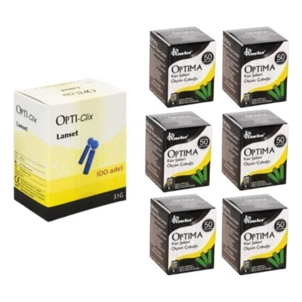 Optima Ölçüm Stribi 300 Adet + 100 Adet Lanset Delme-Kalem Iğnesi - Görsel 2
