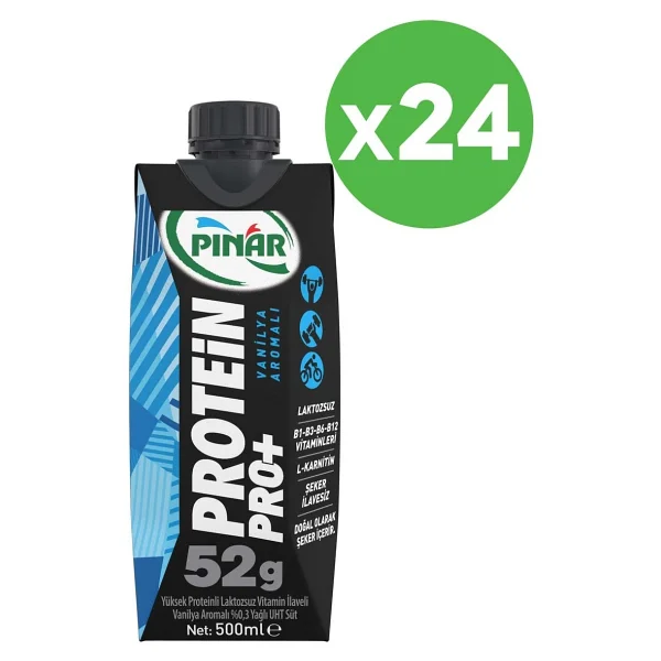 Pınar Protein Pro+ Vanilyalı 500 ml x 24 Adet Laktozsuz Yüksek Proteinli Süt - Görsel 4