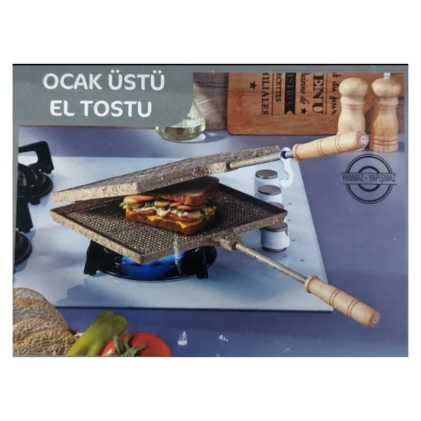 Bonera Granit Efektli Döküm Ocak Üstü Tost Makinesi - Kahverengi - Görsel 2