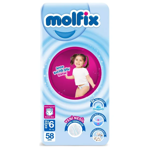 Molfix 6 Numara Extra Large 58'li Külot Bez - Görsel 2