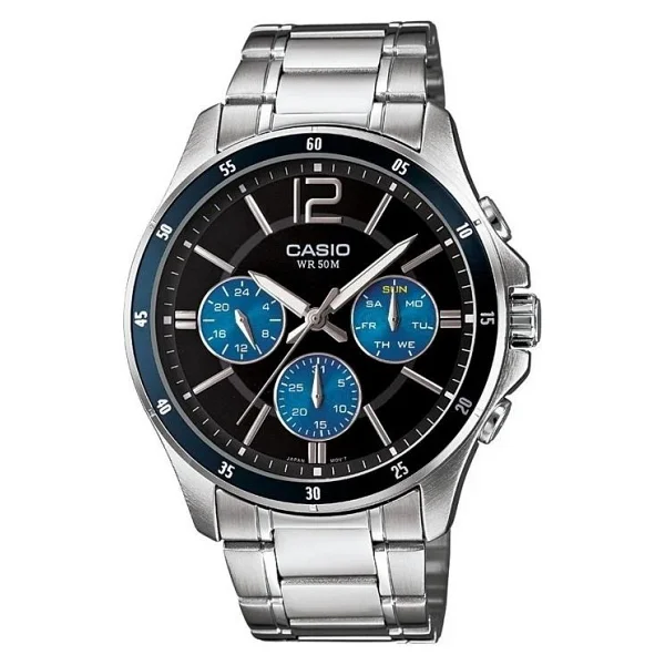 Casio Standart MTP-1374D-2AVDF Çelik Kordon Siyah-Mavi Erkek Kol Saati - Görsel 5
