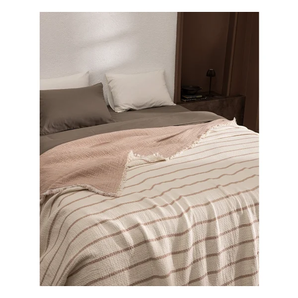Madame Coco Orvanel Çift Kişilik %100 Pamuk Yatak Örtüsü - Bej - 230 x 250 cm - Görsel 4