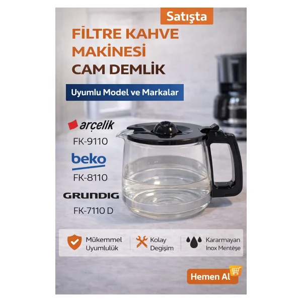Arçelik Grundig Fk 7110 D Filtre Kahve Makinesi Cam Demlik 9178024422 - Görsel 3