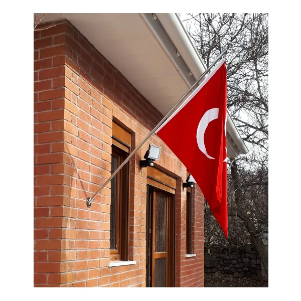 Bayrakal Bayrak Direği 130cm + Türk Bayrağı 70x105cm, Bina Cephe Direği, Balkon Bayrak Direği - Görsel 2