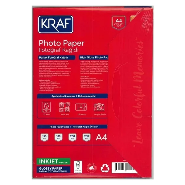 Kraf Fotoğraf Kağıdı A4 250G 20 Li 2250 - Görsel 2