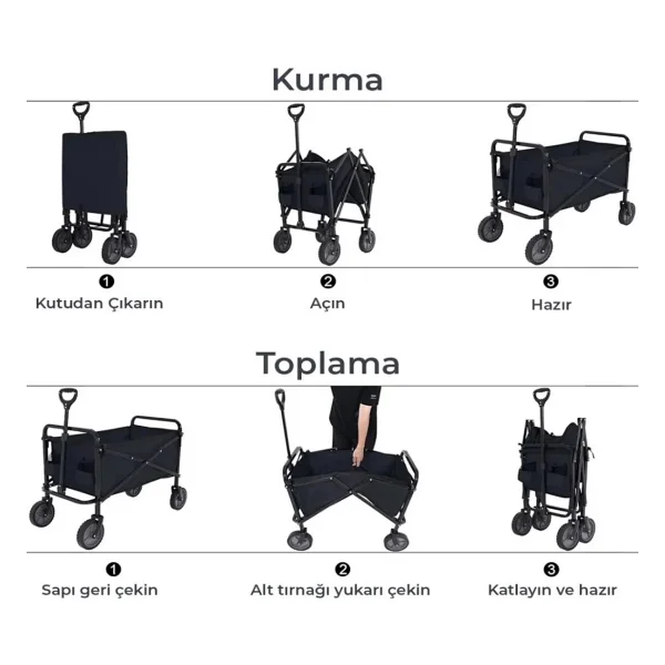 Teknodayım Katlanır Kamp Arabası - Çok Renkli - Görsel 4
