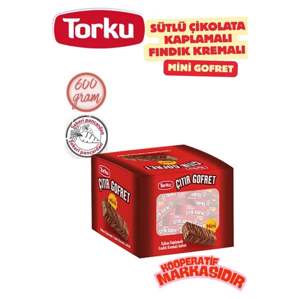 Torku Çıtır Mini Gofret 600 G Sütlü Çikolata Kaplı Fındık Kremalı - Görsel 2