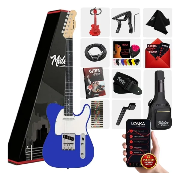 Midex TLX-50BL Tele Kasa Maple Klavye 2 Single-Coil Manyetik Elektro Gitar - Görsel 4
