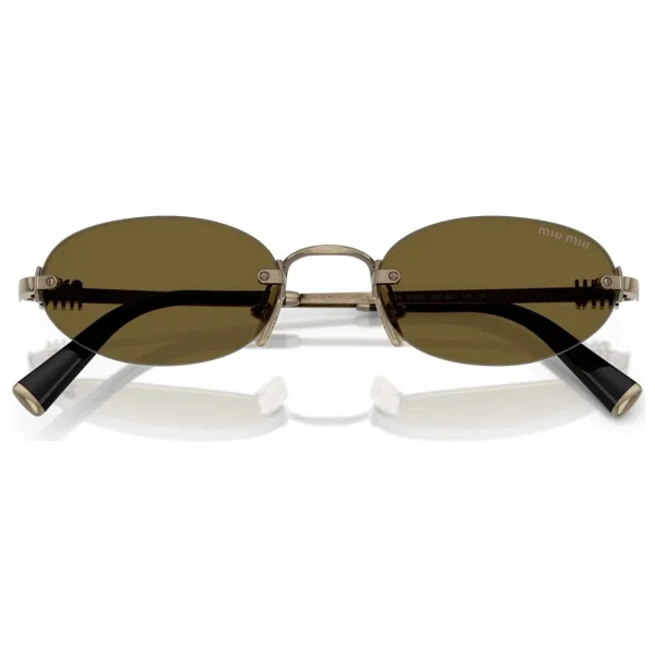Miu Miu Logo A54S 26C09Z Old Gold-Dark Brown Kadın Güneş Gözlüğü - Görsel 7