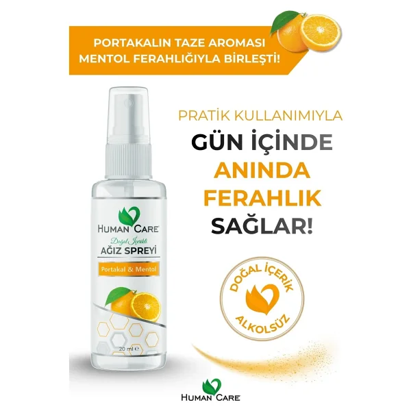 Human Care Ağız Spreyi - Portakal & Mentol - Doğal Içerikli Ağız Kokusu Önleyici - Görsel 2