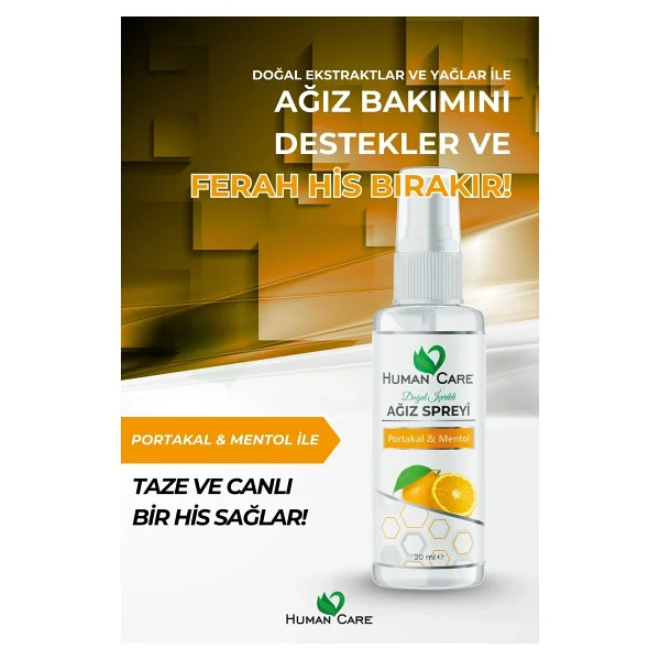 Human Care Ağız Spreyi - Portakal & Mentol - Doğal Içerikli Ağız Kokusu Önleyici - Görsel 3