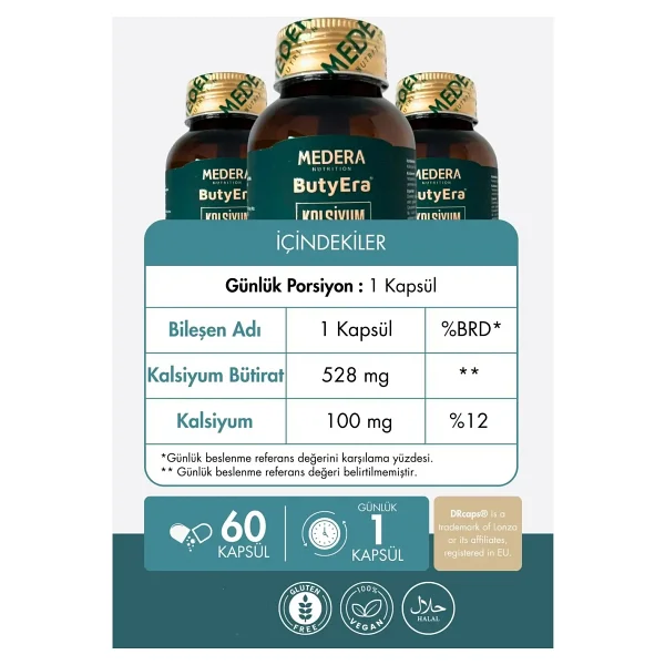 Medera Nutrition ButyEra 3 adet Kalsiyum Bütirat (Postbiyotik) İçeren Takviye Edici Gıda - 3'LÜ SET - Görsel 3