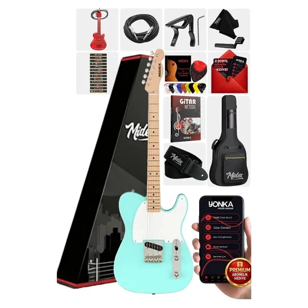 Midex TLX-50BL Tele Kasa Maple Klavye 2 Single-Coil Manyetik Elektro Gitar - Görsel 5