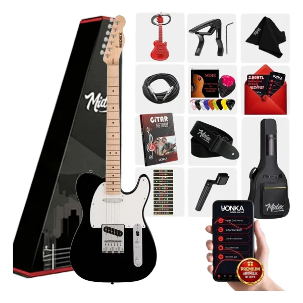 Midex TLX-50BL Tele Kasa Maple Klavye 2 Single-Coil Manyetik Elektro Gitar - Görsel 6