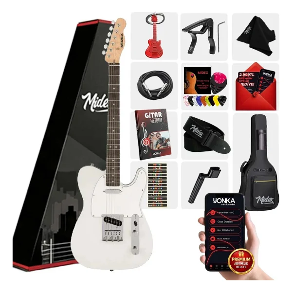 Midex TLX-50BL Tele Kasa Maple Klavye 2 Single-Coil Manyetik Elektro Gitar - Görsel 7