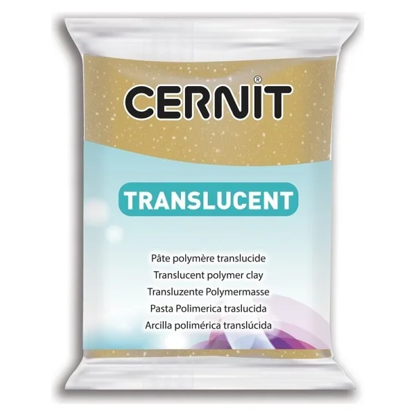 Cernit Translucent (Transparan) Polimer Kil 56 gr 050 Glitter Gold - Görsel 2