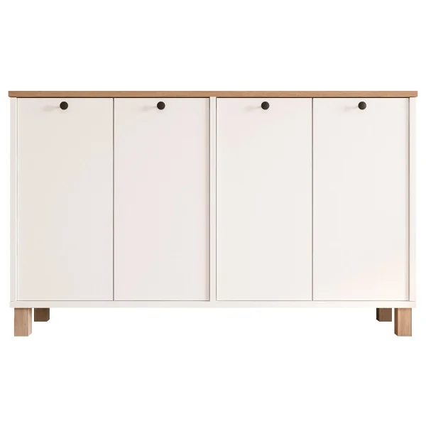 Yurudesign Nord Konsol 4 Kapaklı Ahşap Ayaklı 120cm Sepet-Beyaz ND2-SW - Görsel 5