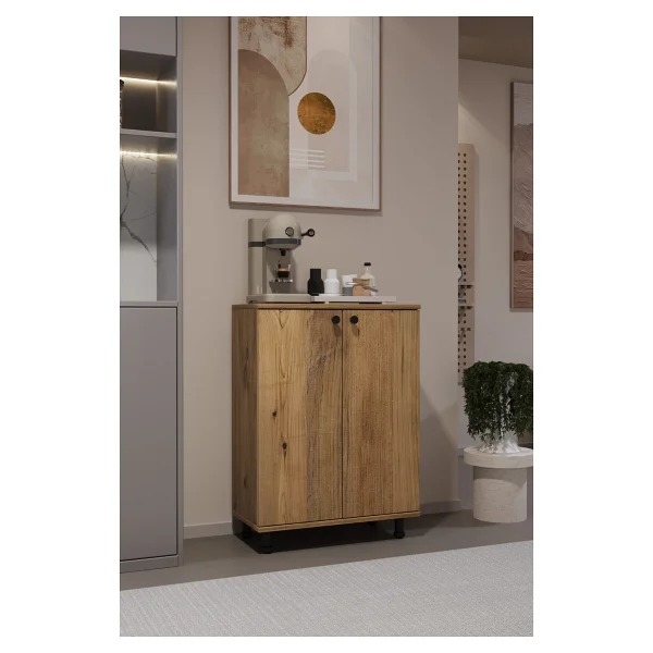 Miora Modern Çok Amaçlı Ayaklı Dolap 2 Kapaklı Raflı Mutfak Banyo Balkon Ayakkabılık Dolabı - Beyaz - Görsel 9