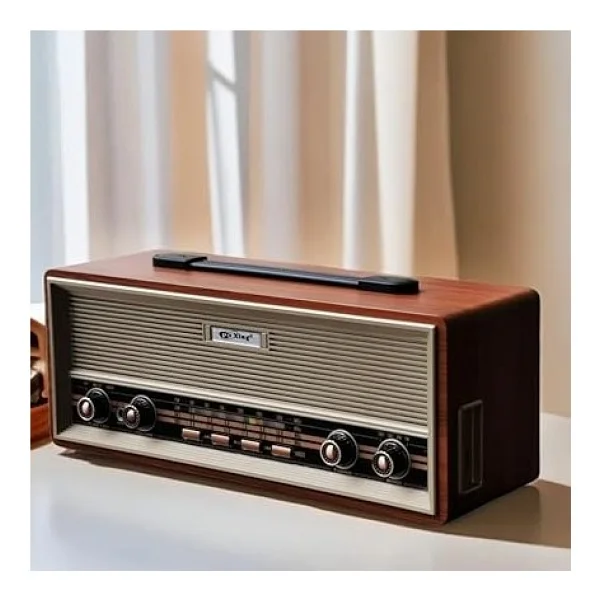 Midi Boy Retro Radyo Bluetooth Destekli Taşınabilir Radyo - Fm/am/sw Frekans, Usb/tf Kart Girişli, 2X8W Hoparlör, Şarjlı ve Kablolu Kullanım 35CM x 14CM PX-630BT - Siyah - Görsel 5