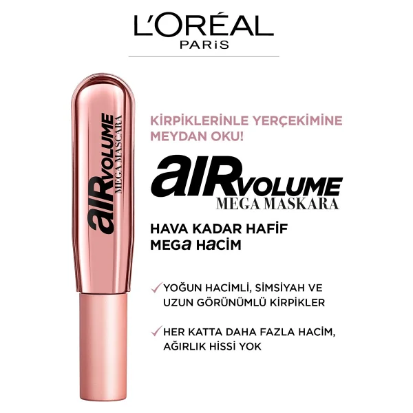 L'Oreal Paris Air Volume Mega Hacim Veren Siyah Maskara - Görsel 5