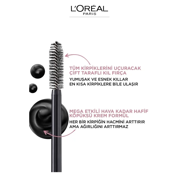 L'Oreal Paris Air Volume Mega Hacim Veren Siyah Maskara - Görsel 6