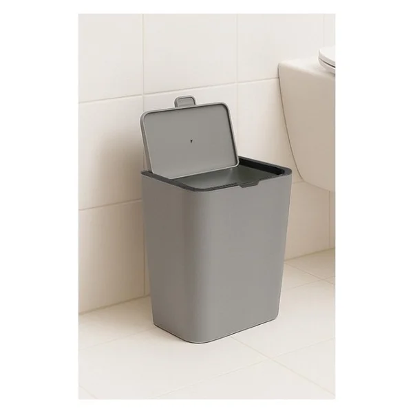 Primanova Flip Banyo Mutfak Tezgah Üstü Çöp Kovası - Gri - 6 lt - Görsel 9