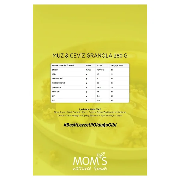 Mom's Natural Foods Muzlu ve Cevizli Granola 280 gr - Görsel 3