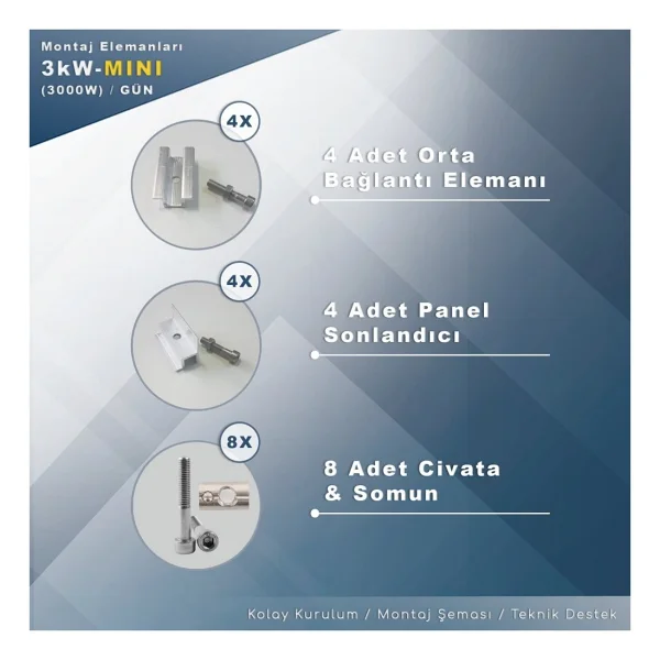 MATECH 3 kW Mini Solar Paket Sistem (3000W/Gün) - Görsel 5