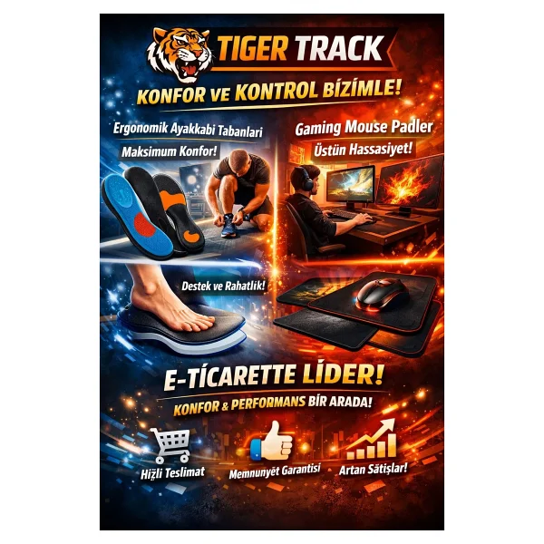 Tıger Track Ark Support Spor ve Günlük Kullanım Için Ultra Konforlu Ortopedik Ayakkabı Tabanlığı Kadın Erkek - 39-45 - Görsel 9
