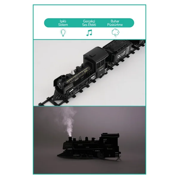 Rozitoys Işıklı ve Sesli Buharlı Tren Set 15 Parça - 75 cm - Görsel 4
