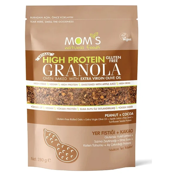 Mom's Natural Foods Yer Fıstıklı ve Kakaolu Granola 280 gr - Görsel 3