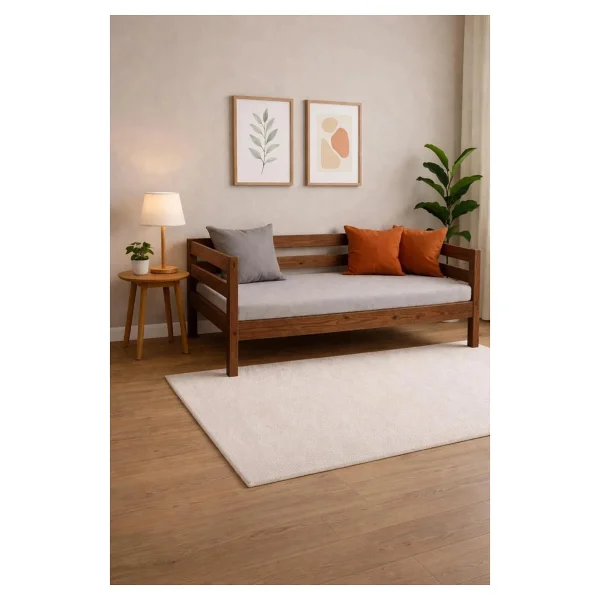 Pinoxi Ahşap Sedir Kanepe 80X180 cm (Iç Ölçü) Mindersiz Doğal Ceviz Renk Masif Ahşap - Kahverengi - Görsel 9