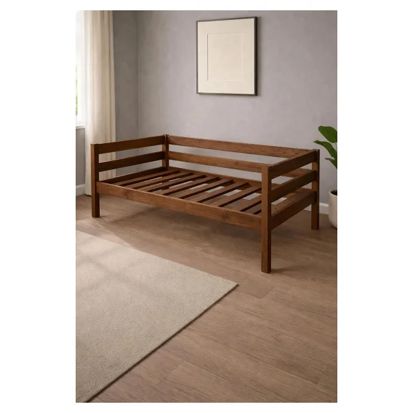 Pinoxi Ahşap Sedir Kanepe 80X180 cm (Iç Ölçü) Mindersiz Doğal Ceviz Renk Masif Ahşap - Kahverengi - Görsel 3
