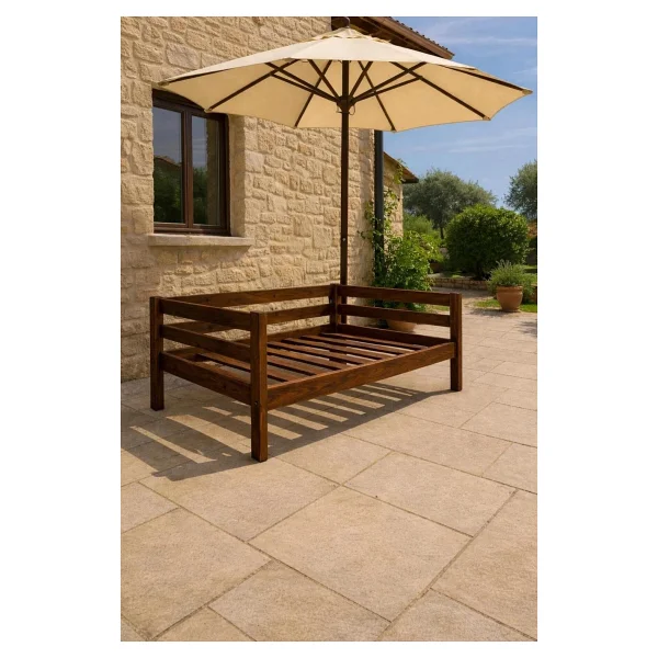 Pinoxi Ahşap Sedir Kanepe 80X180 cm (Iç Ölçü) Mindersiz Doğal Ceviz Renk Masif Ahşap - Kahverengi - Görsel 7