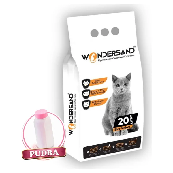 Wondersand Pudra Kokulu İnce Taneli 20 lt Beyaz Bentonit Kedi Kumu - Görsel 8