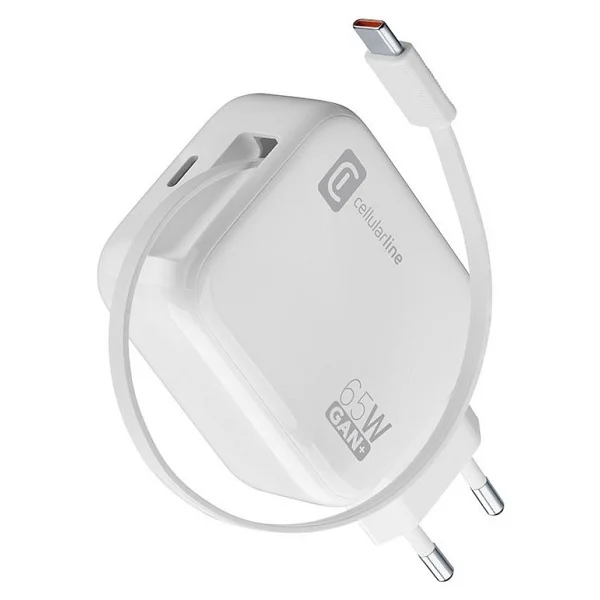 Cellularline Retractable GaN 65 W Type-C Kablolu Hızlı Şarj Aleti - Görsel 6