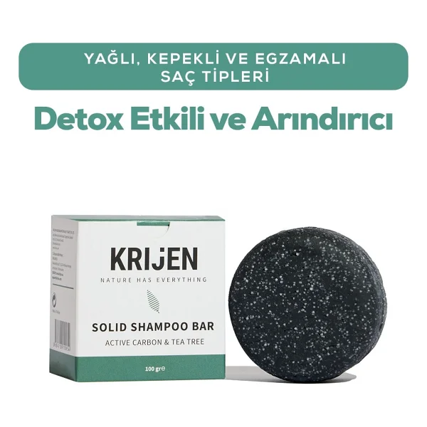 Krijen Aktif Karbon ve Çay Ağacı 100 gr Katı Şampuan - Görsel 3