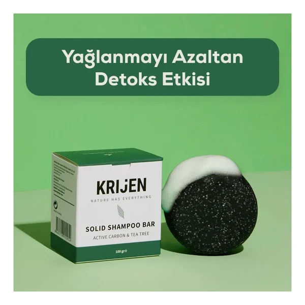 Krijen Aktif Karbon ve Çay Ağacı 100 gr Katı Şampuan - Görsel 5