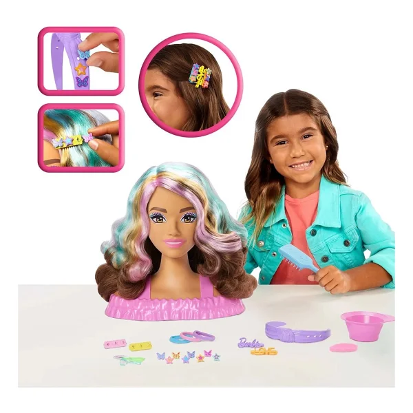 Barbie Saç Tasarım Büstü Kahverengi Saçlı Bebek JFG82 - Görsel 7