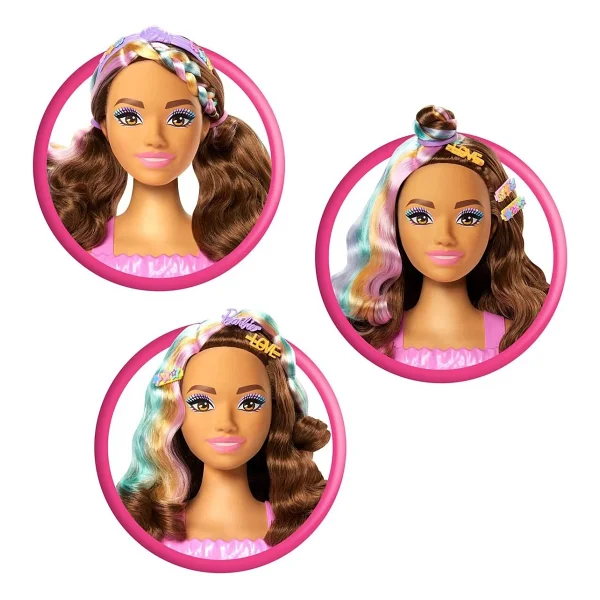 Barbie Saç Tasarım Büstü Kahverengi Saçlı Bebek JFG82 - Görsel 8