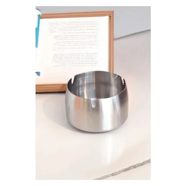 Mucit Home Gümüş Bombeli Paslanmaz Metal Küllük - Modern ve Şık Tasarım - Görsel 2
