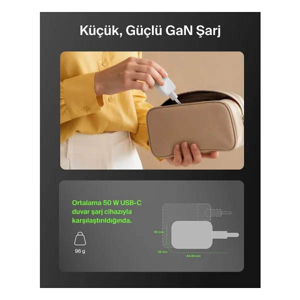 Belkin Boostcharge Pro WCH019KQ1MWH-B6 50 W Type-C Kablolu Hızlı Şarj Aleti - Görsel 3