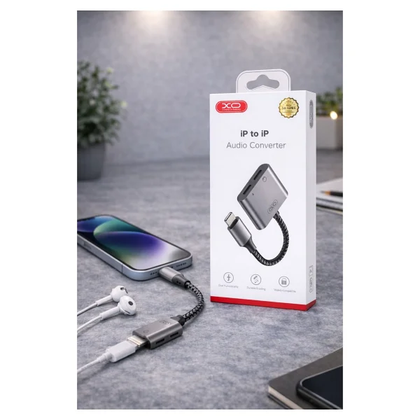 Xo Çift Lightning Çıkışlı iPhone ve iPad Uyumlu 2 in 1 Kulaklık ve Şarj Dönüştürücü Adaptör - Görsel 5